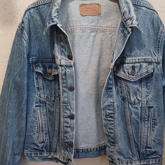 Vintage 80s Levis Denim Blue Jean Trucker Jacket 70506-0217 Size 46 Made in USA - Picture 7 of 16